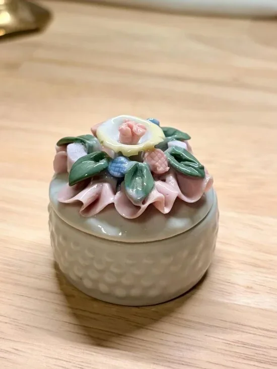Tiny Vintage Floral Bone China Trinket Dish- No handle