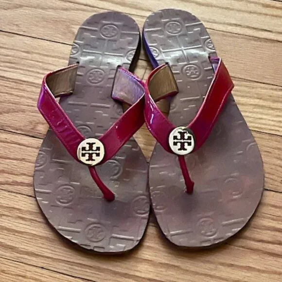 TORY BURCH red patent  THORA sandals,  size 9