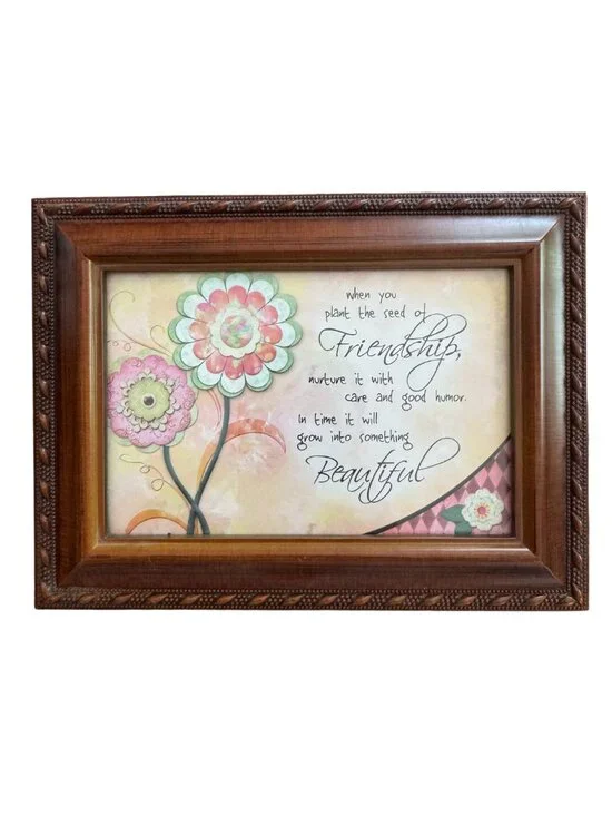 Keepsake Music Box Photo Frame Black Velvet Lined Working Sankyo 8