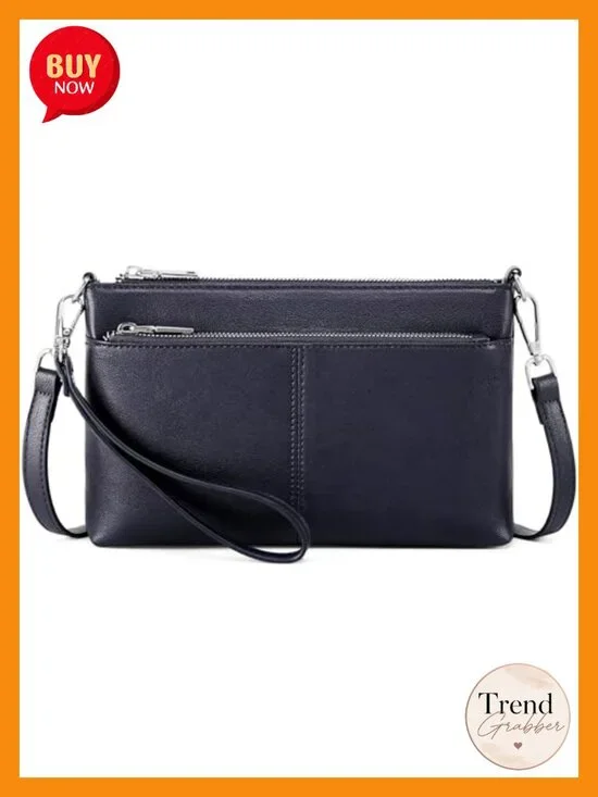 RFID Crossbody Wristlet Clutch Vegan Leather Wallet with Removable Straps
