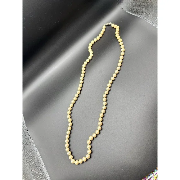 Vintage Mid Century Les‎ Bernard Faux Round Pearl Glass Necklace 30