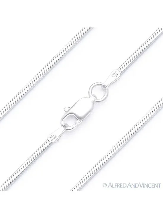 1.2mm 4-Sided Snake Link Italian Chain Necklace in .925 Sterling Silver - 22