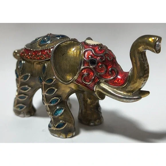 Trinket Elephant Box Magnetic Closure, Multicolor Rhinestones, 2.5