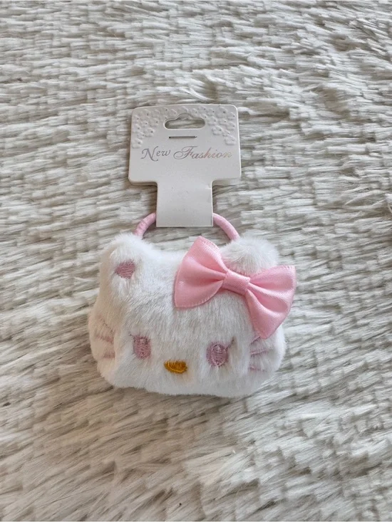 Hello kitty Pink & White Plush Bow Hair Tie