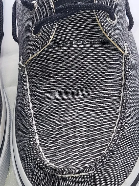 Gray Canvas Boat Shoe with White Stitching