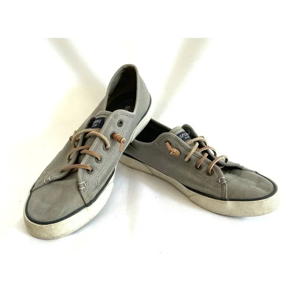 Sperry Top-Sider Boat Deck Shoes Size 9.5 Gray Canvas Fabric Slip On Grey