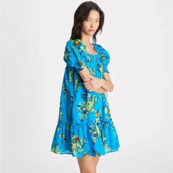Tory Burch Printed Smocked Mini Dress