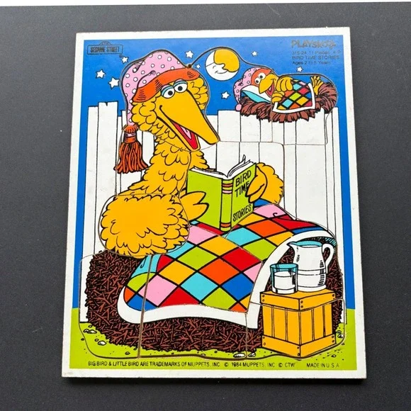 Vintage 1984 Playskool Sesame Street Big Bird Wood Puzzle 11pc 315-24 USA Made