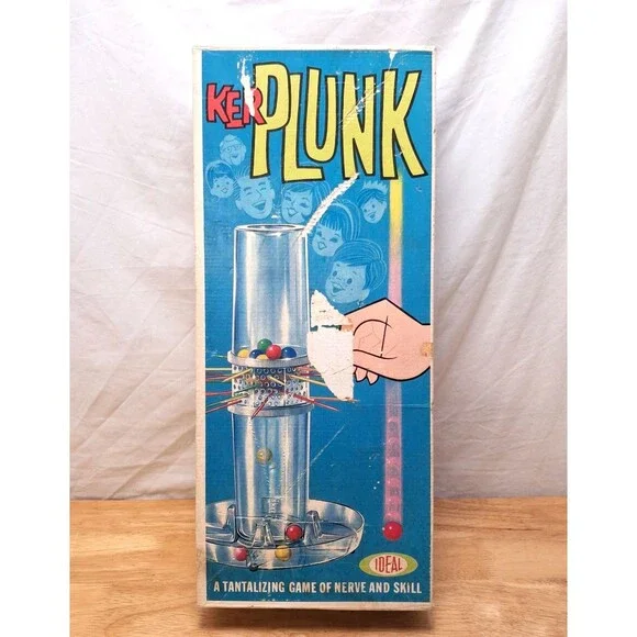 Vintage 1967 Ideal KerPlunk Game With Marbles & Sticks In Original Box