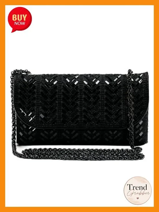 Rhinestone Clutch Purse PU Leather Evening Bag Party Prom Wedding Handbag