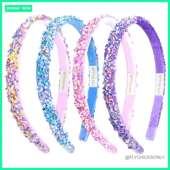 4 Thin Sequin Headbands for Girls Non Slip Sparkly Hair Accessories