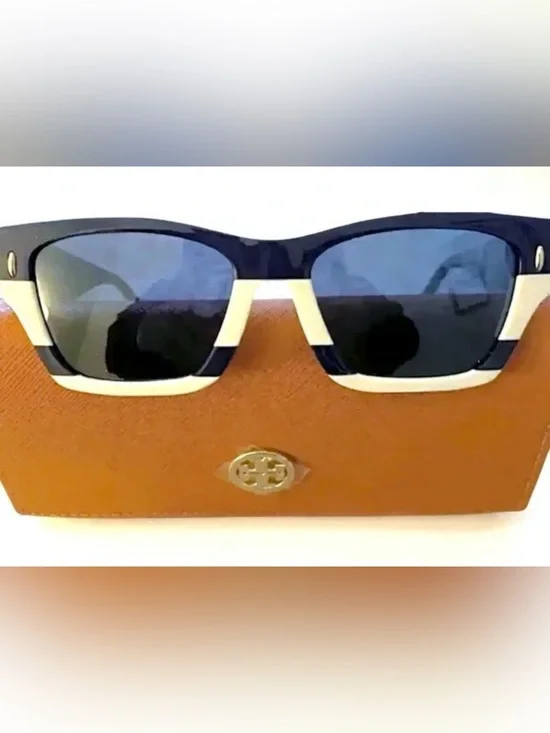 Tory Burch Miller Geometric Sunglasses Black White