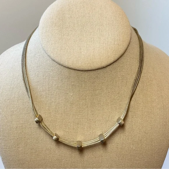 Vintage Napier Triple Strand Silver Tone Adjustable Chain Waterfall Necklace‎