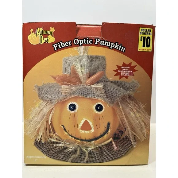 Halloween Fiber Optic Pumpkin Jack O Lantern Light 8
