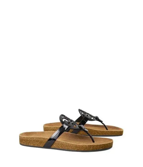 TORY BURCH WOMEN'S MILLER CLOUD SANDALS, PERFECT BLACK/NATURAL, 8.5 US