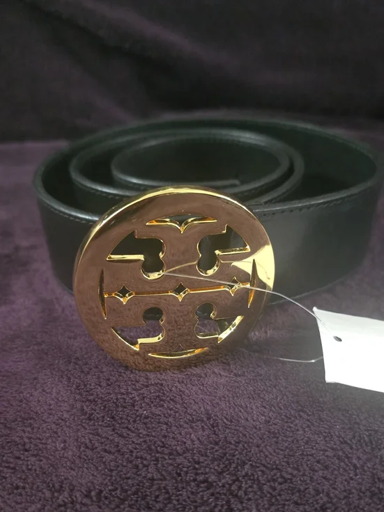 Tory Burch Buckle Black Leather Belt
