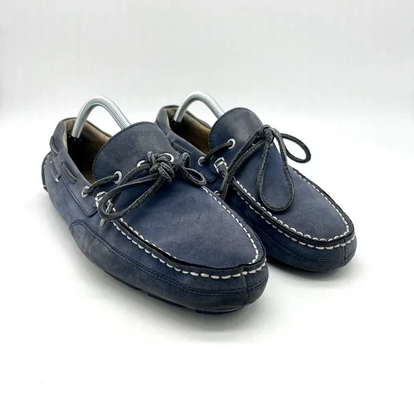 Sebago Boat Shoes Driving Moccasins Kedge Tie Navy Nubuck Leather Mens 10M
