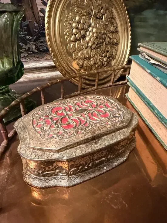 Vintage Embossed Jewelry Casket, Vintage Ornate Silver Jewelry Box
