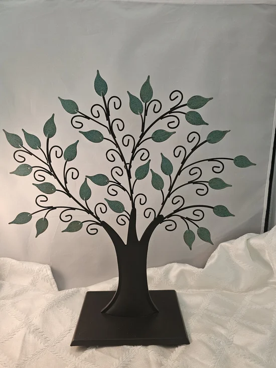 VINTAGE 2002 Hallmark Black With Green Leaves Jewelry Tree