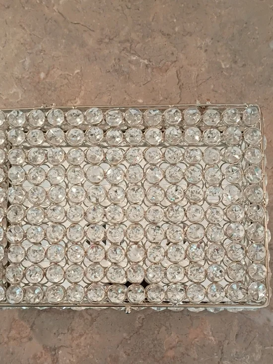 Crystal Embellished Silver Clutch