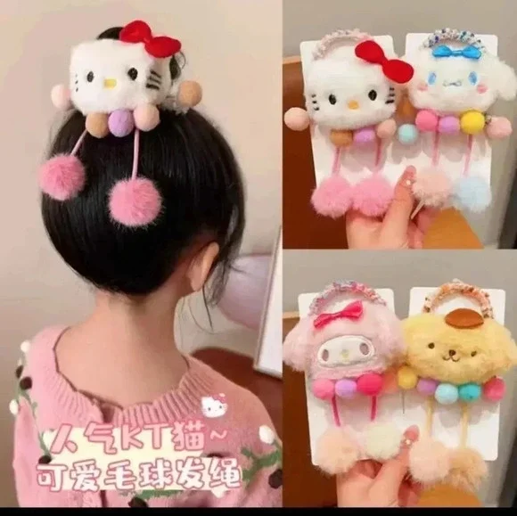 Hello kitty kids hair ties soft toy (3)