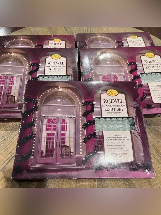 LOT of 5 CLEAR Vintage Holiday Highlights 70 Indoor/Outdoor Lights NEW Kmart NEW