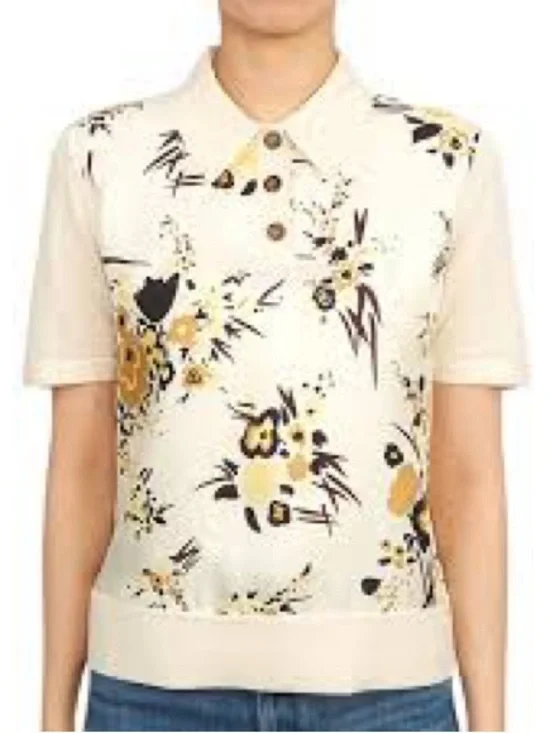 Tory Burch Silk Front Polo shirt xl