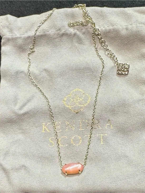 Kendra Scott Gold Chain Necklace with Abalone Pink Stone