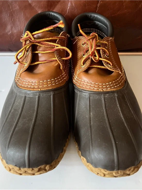 LL Bean Boots Men Size 10 N Gumshoes Duck Brown Rubber Leather