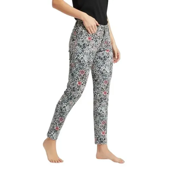 Tory Burch Blue Printed Mid-Rise Skinny Leg Jeans, US24