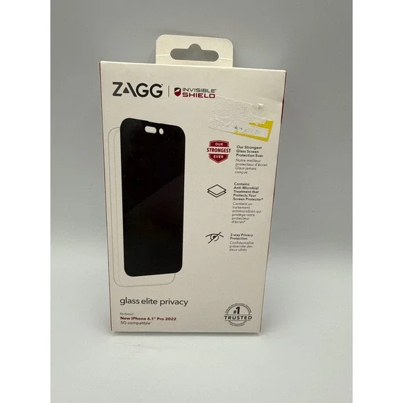 ZAGG Glass Elite Privacy Screen Protector iPhone 14 Pro 13 Pro 13 NIB 2-Way