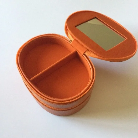 BEY-BERK LIZARD EMBOSSED LEATHER 2 LEVEL JEWELRY BOX CASE ORANGE NWOT