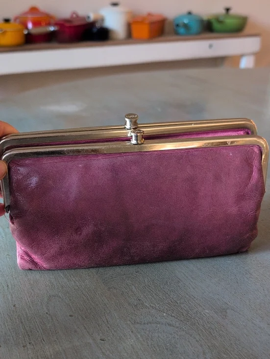 HOBO Purple Leather Double Frame Clutch