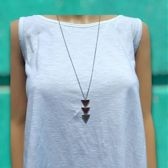 Silver fashion  triangle drop necklace