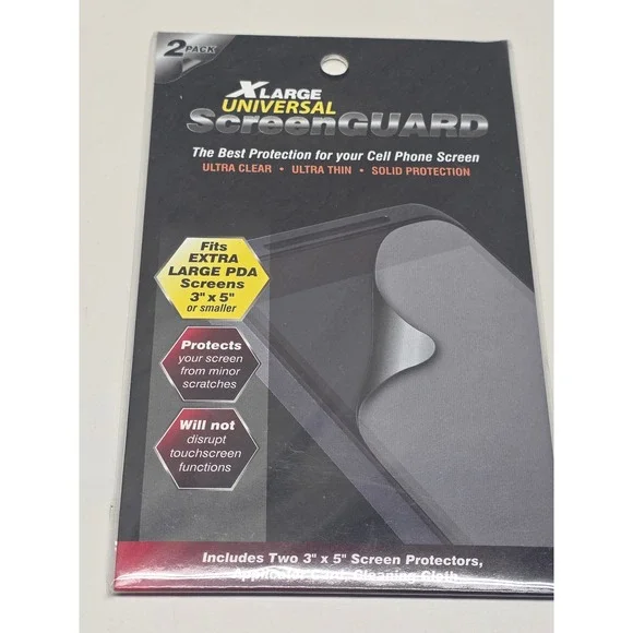 Universal ScreenGuard 2 Pack XL Screen Protector 3x5 for PDA Cell Phone Clear