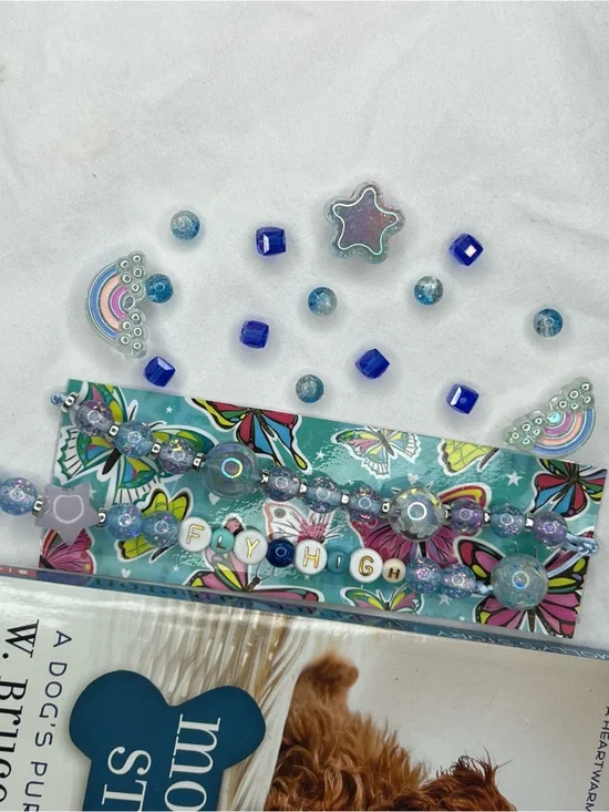 Iridescent Beaded bookmark - Lavender/Blue handmade