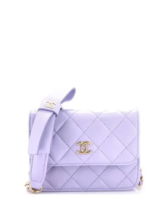 Chanel Bow Strap Card Holder On Chain #295140C20B