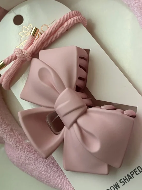 Pink bow claw clip  and Knot Hair Tie for Kids - Unbranded