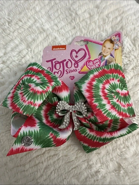 Jojo Siwa Red & Green Tie Dye Holiday Bow