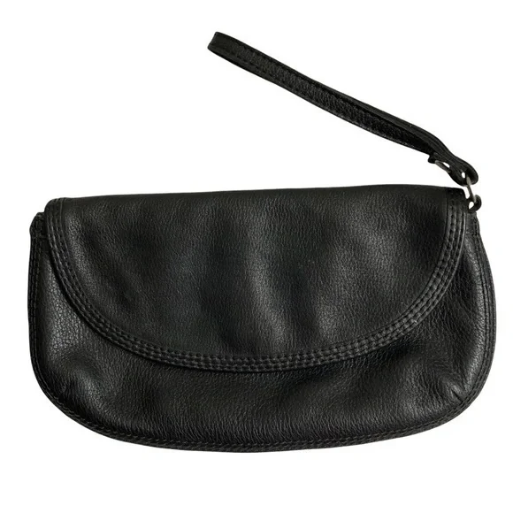 Lucky brand black leather wristlet bag