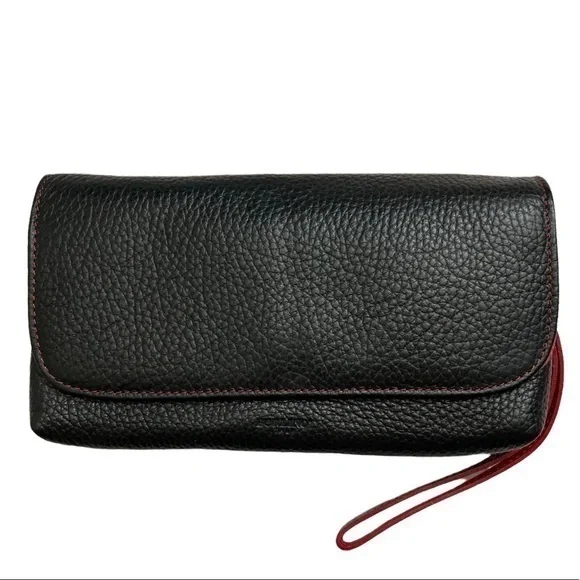 Borlino black Italian leather clutch bag wristlet