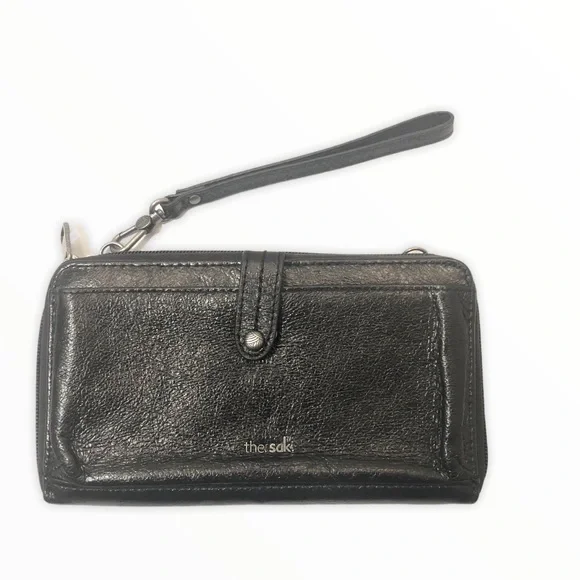 The sak black leather wristlet wallet clutch bag