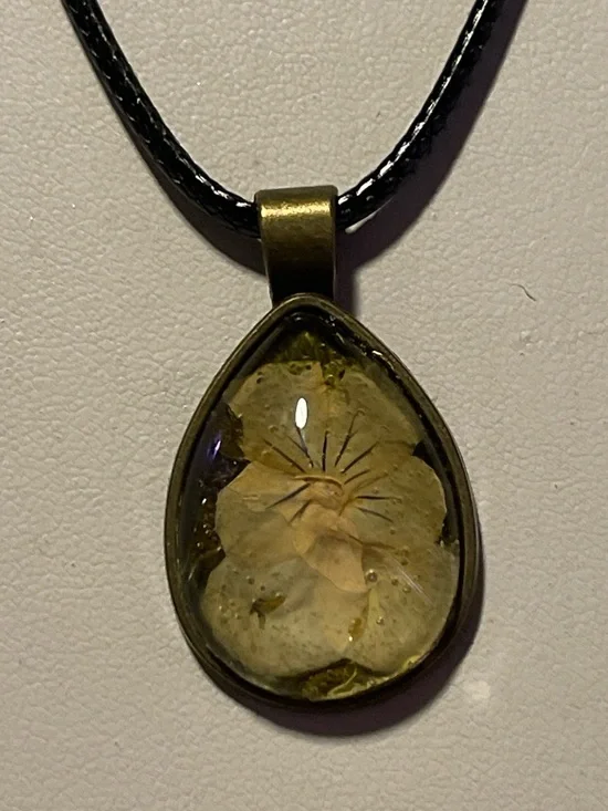 Handcrafted Yellow Floral Teardrop Pendant Necklace