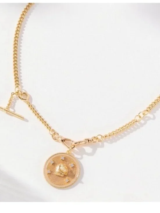 New! Anthropologie 14K Gold Plated Dachshund Dog Charm Necklace NWT