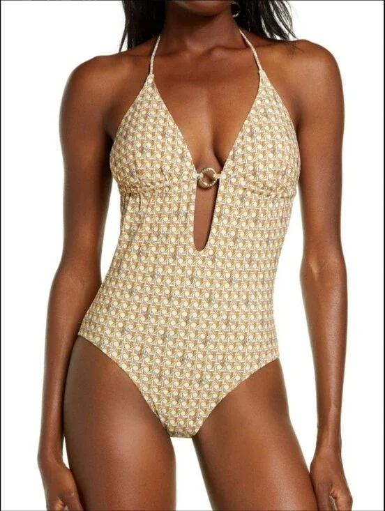 Tory Burch Logo Printed Ring One-Piece Swimsuit
