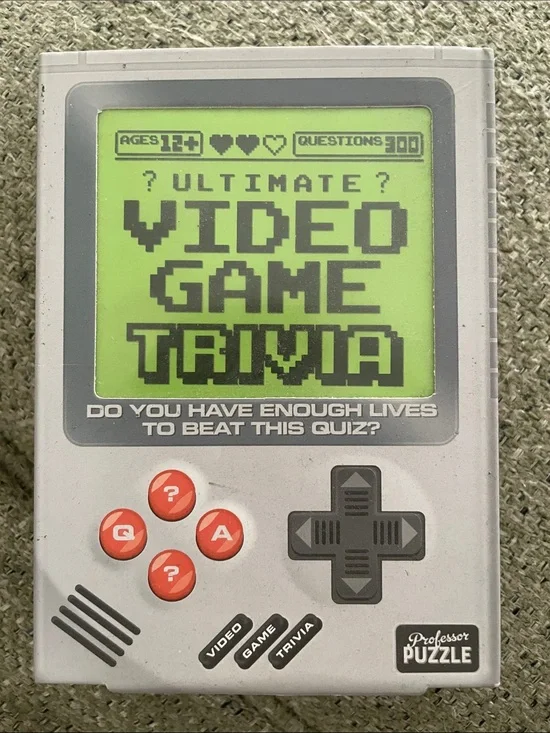 Professor Puzzle Ultimate Video Game Trivia Handheld - Gray with Green Screen