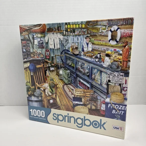 Springbok Fisherman Fishing Bait Shop 1000 Piece Jigsaw Puzzle New