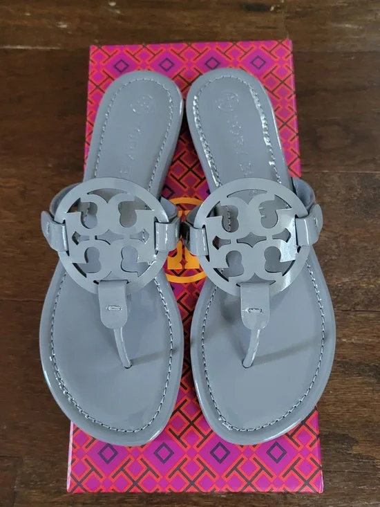 Tory Burch Miller Patent Leather Sandal-Grey-7.5-Brand new