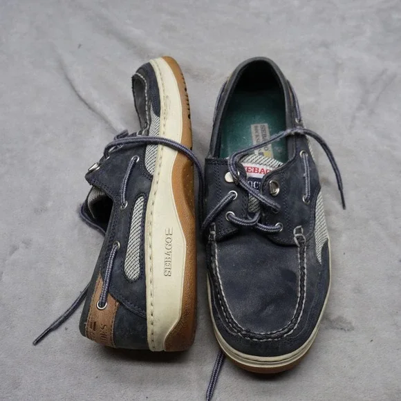 Sebago‎ Mens 8.5M Boat Shoes Blue Docksides Leather Mesh Nautical Casual Loafers