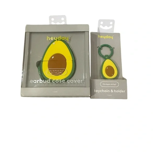Avocado Earbud Case and air tag Keychain Set